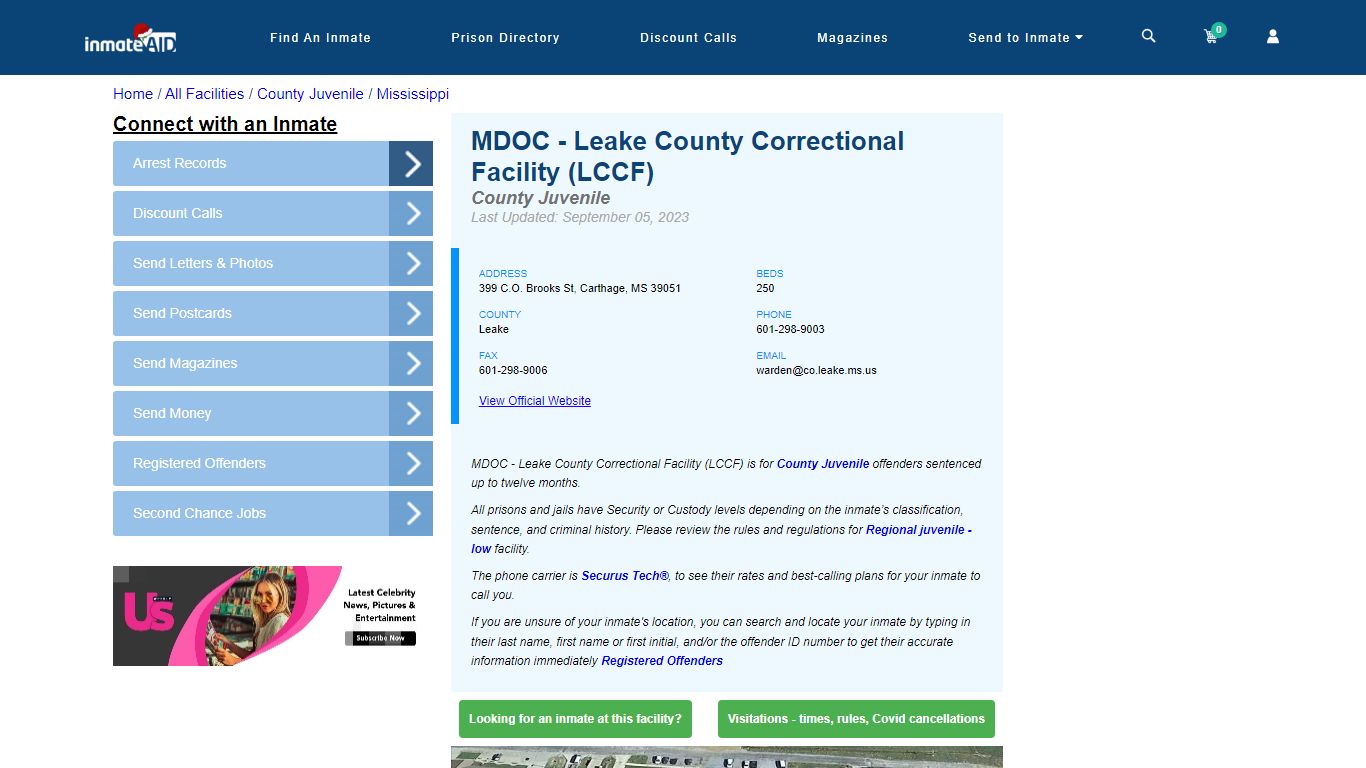 MDOC - Leake County Correctional Facility (LCCF) - Carthage, MS - InmateAid